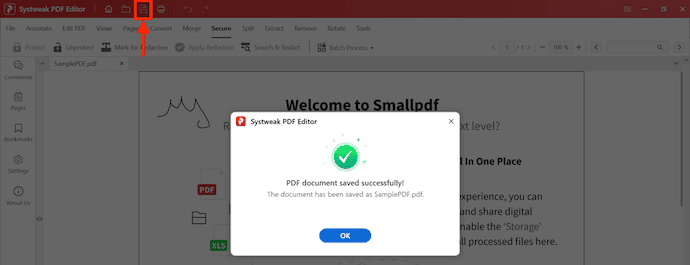 Save PDF in SysTweak PDF Editor
