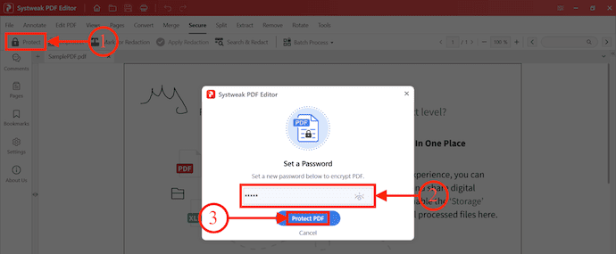 Set Password to PDF in SysTweak PDF