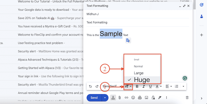 Text Size in Gmail