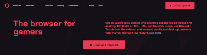 Opera GX Browser Homepage