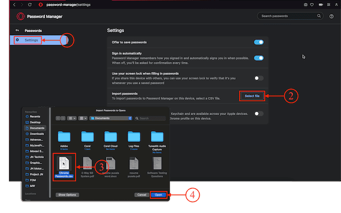 Import of Passwords in Opera Gx