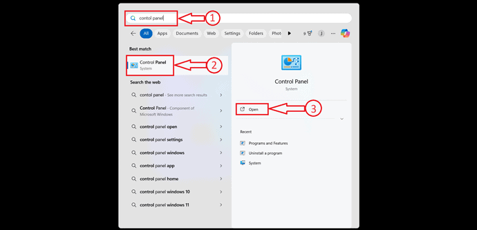 Control Panel in Windows