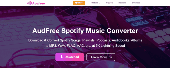 AudFree Spotify Music Converter Homepage