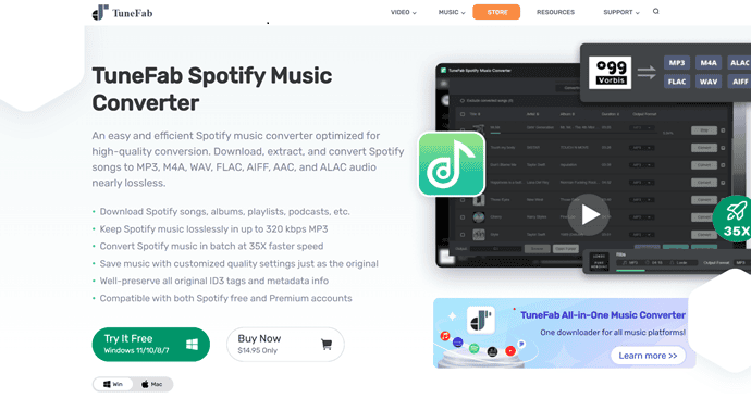 TuneFab Spotify Music Converter Homepage