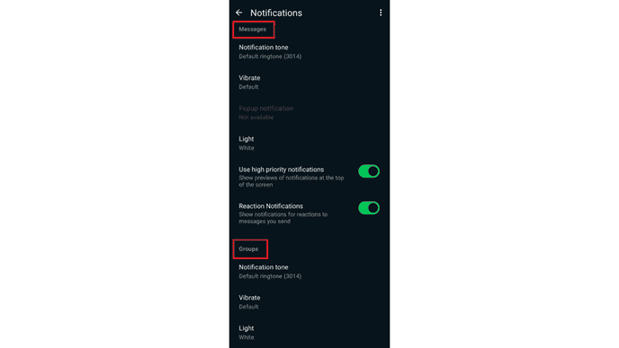 Turn ON notifications in WhatsApp