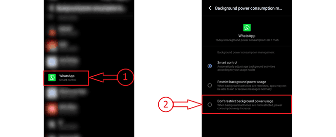 Choose Restrict background power consumption option in android