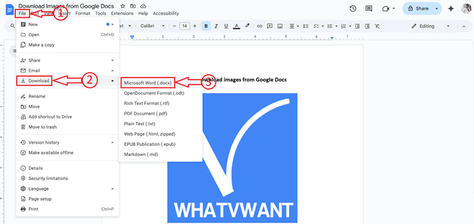 Download image from Google Docs as Microsoft Word