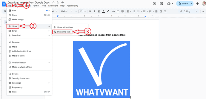 Publish document in Google Docs