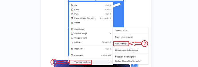 Save to Keep in Google Docs