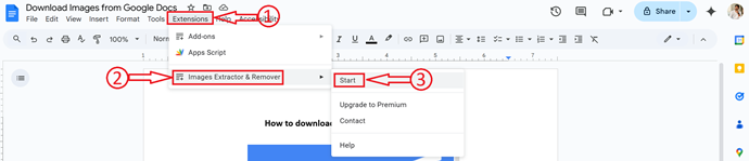 Start Images extraction & Remover extension