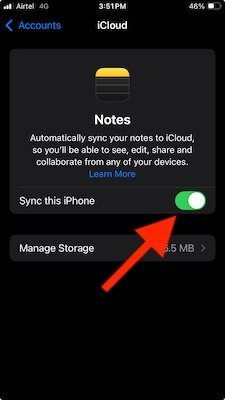 iCloud not syncing notes