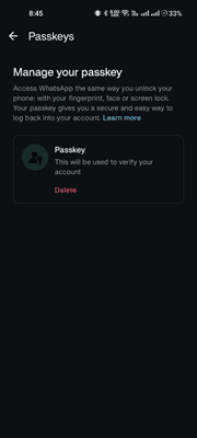 setup whatsapp passkey
